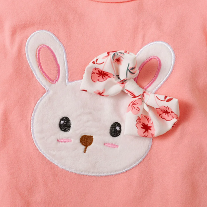The Josephine - Baby Girl Ruffled Sleeve Rabbit Design Tops + Floral Short + Headband