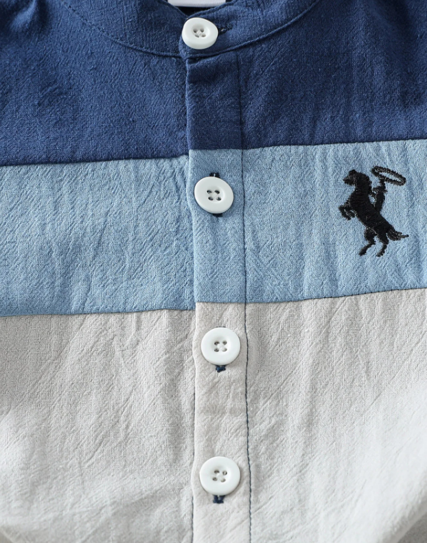 The Jonas - Baby Boy 2‑Piece Summer Set – Cotton Breathable Patchwork Short Sleeve Shirt & Shorts