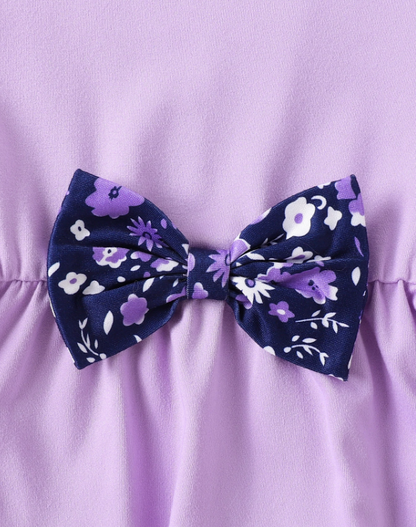 The Alisson - Baby Girl Light Purple Floral Flared Sleeve Set, Sweet Autumn Outfit