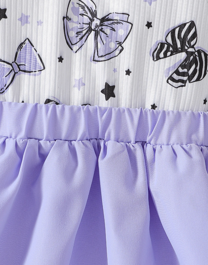 The Marlowe - Baby Girl Cartoon Bow Ruffle Long Sleeve Fake Two‑Piece Splice Dress + Headband