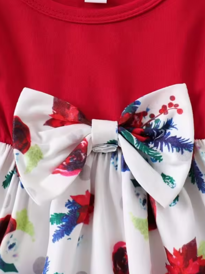 The Skye - Baby Girl Red Floral 3Pcs Set Flutter Sleeve Top + Bell Bottoms & Bow Headband
