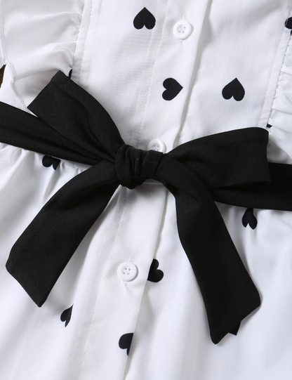 The Danielle - Girls Heart Print Shirt + Bottoms 2Pcs Clothing Set 1‑8Y Spring Autumn Wear