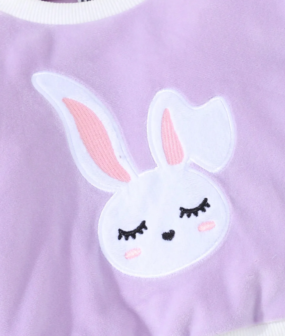 The Emerie - Baby Girl Warm Rabbit Embroidery Jacket + Vest & Pants 3‑Pcs Winter Set