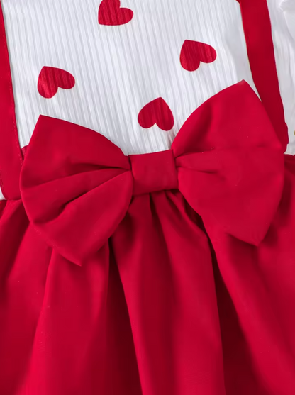 The Amaia - Baby Girl Heart Print Bow Princess Dress + Headband 2Pcs 0‑3Y Summer Party