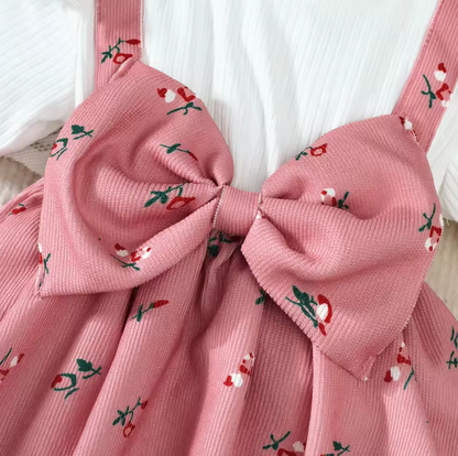 The Kamryn - Infant Baby Girl Floral Print Bow Dress + Headband 2Pcs Summer Cute Wear