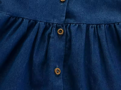 The Izabella - Toddler Baby Girl Denim Dress 1‑4 Years Summer Casual Solid Princess Wear