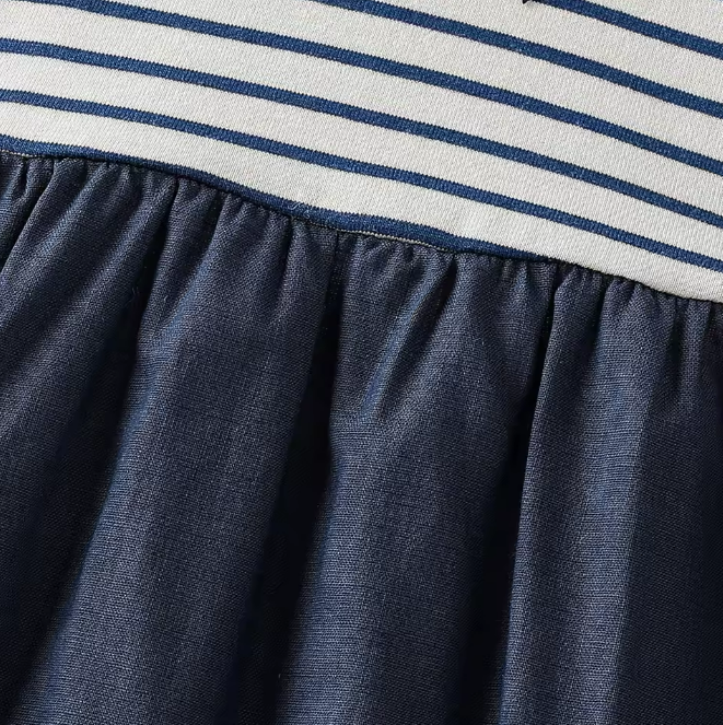 The Ivanna - Girls Navy Striped Sailor Dress with Peter Pan Collar, 2–8Y Summer Cotton