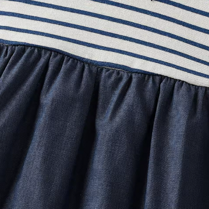 The Ivanna - Girls Navy Striped Sailor Dress with Peter Pan Collar, 2–8Y Summer Cotton