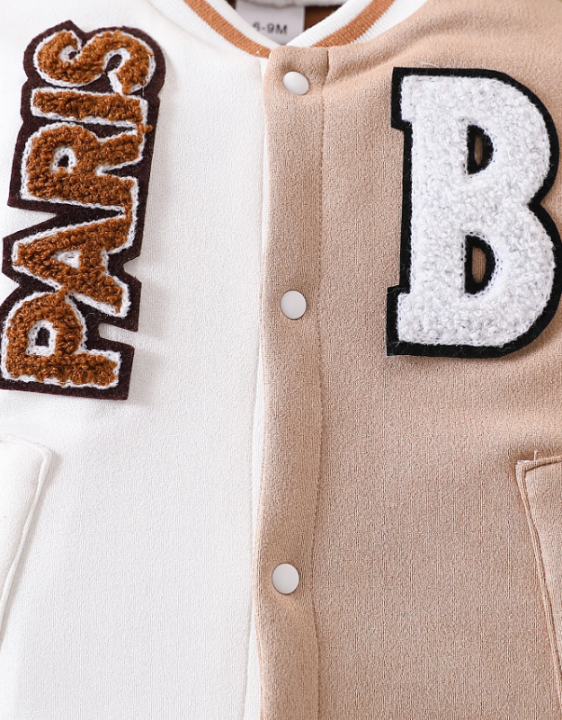 The Ronald - Baby Boy Suede Romper 3D Letter Embroidery Long Sleeve Winter Outfit