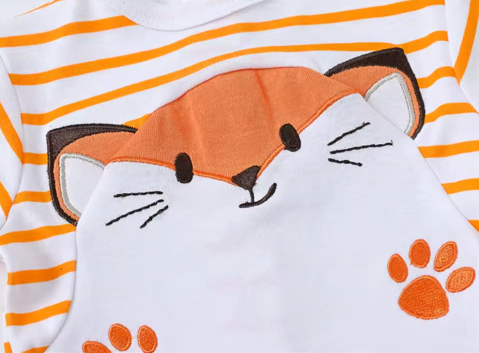 The Madden - Baby Boy Fox Print 100% Cotton Long Sleeve Romper Summer Outfit