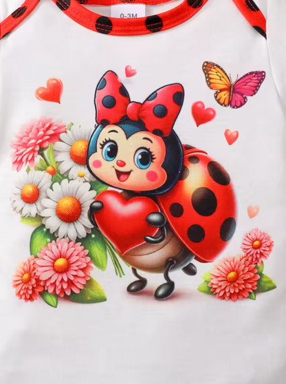 The Cassandra - Baby Girl 3PCS Ladybug Romper Polka Dot Shorts & Headband