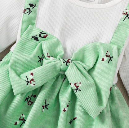 The Rhea - Baby Girl Floral Dress Large Bow & Headband Long Sleeve Autumn Outfit