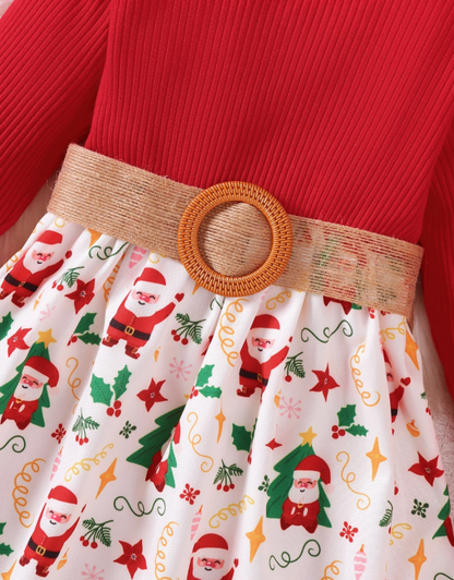 The Aleena - Girls Red Floral Party Dress Long Sleeve Birthday Wedding Outfit