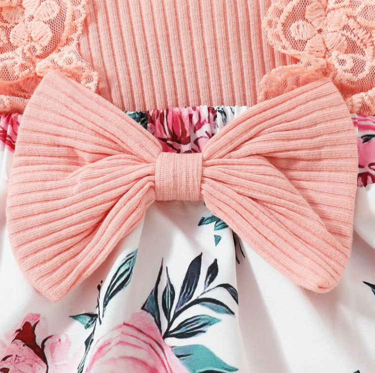 The Jessica - Baby Girl Sleeveless Lace Dress & Headband Flower Bow Summer Outfit