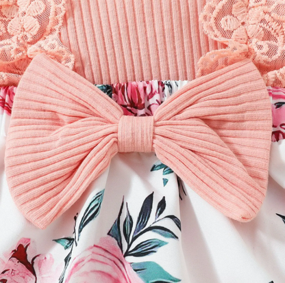 The Jessica - Baby Girl Sleeveless Lace Dress & Headband Flower Bow Summer Outfit