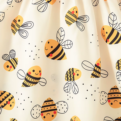 The Karsyn - Baby Girl Yellow Bee Dress Set – Cute Cartoon Bee Print Dress & Bow Headband