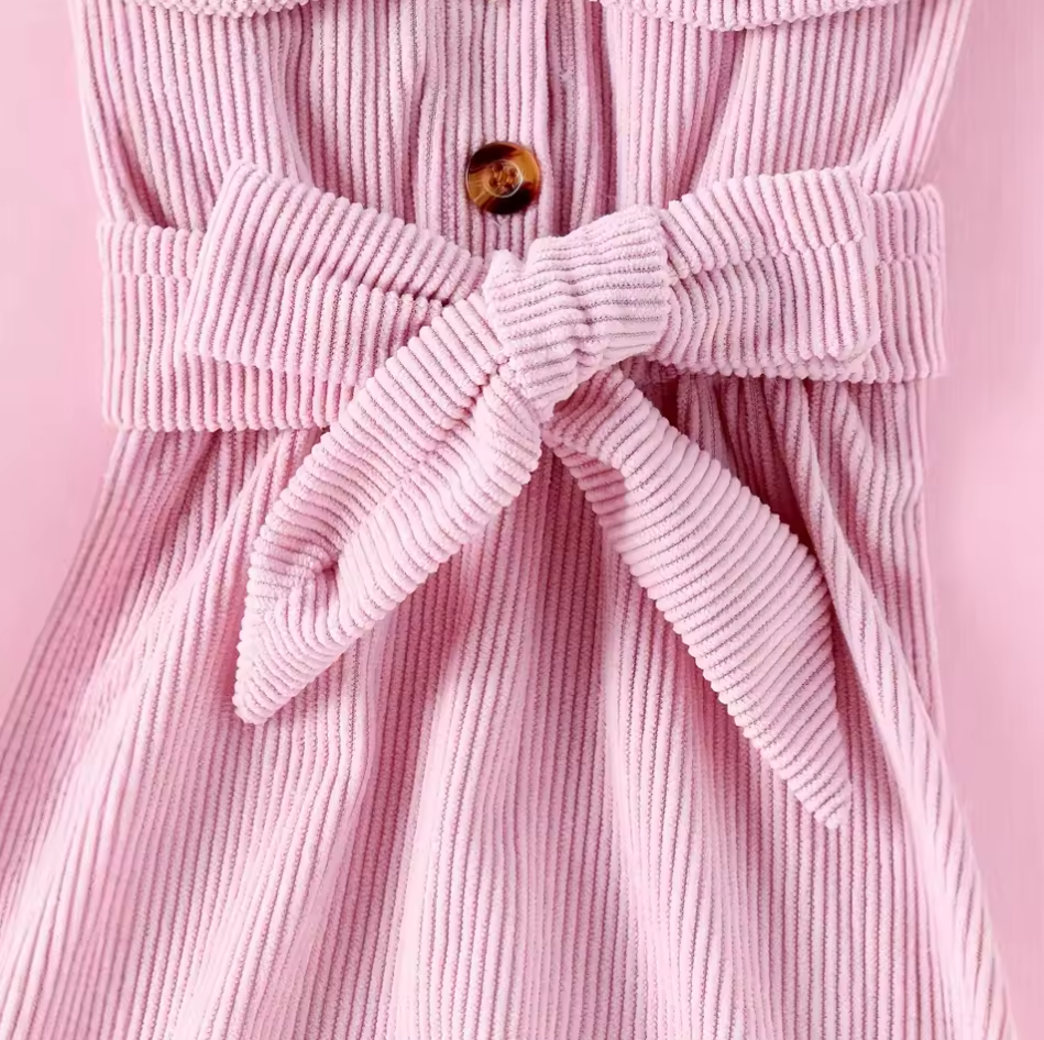 The Keilani - Baby Girls' Winter Dress Set – Pink Corduroy Dress with Fur Collar, Fur Sleeves, Belt & Hat, 3-Piece Toddler Outfit