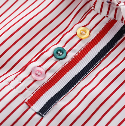 The Braylen - Boys Summer 2-Piece Cotton Striped Shirt and Pants Set