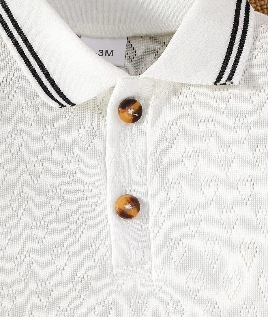 The Junior - Baby Boy 2-Piece Long Sleeve Button-Up Collar Jumpsuit Set