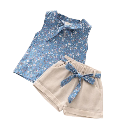 The Taylor - Short Sleeve Chiffon Blouse + Shorts Set