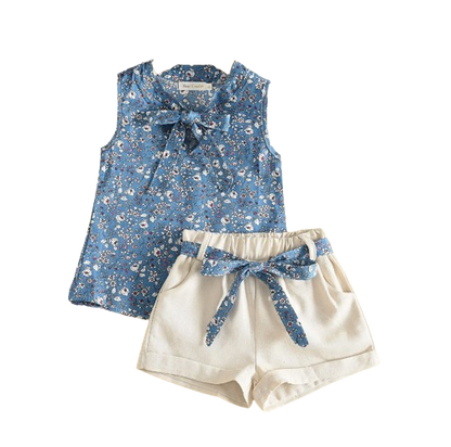 The Taylor - Short Sleeve Chiffon Blouse + Shorts Set