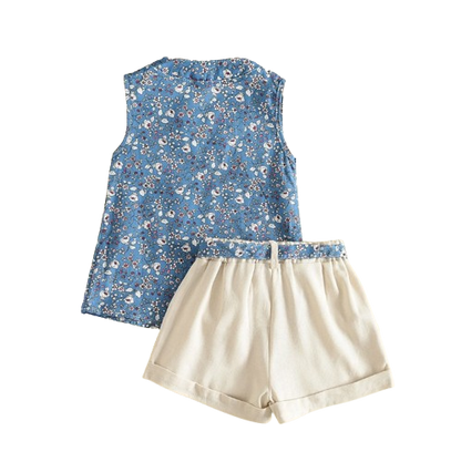 The Taylor - Short Sleeve Chiffon Blouse + Shorts Set