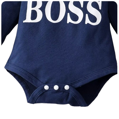 The Hollis - Baby Unisex Navy Blue Little Boss Hoodie + Pants