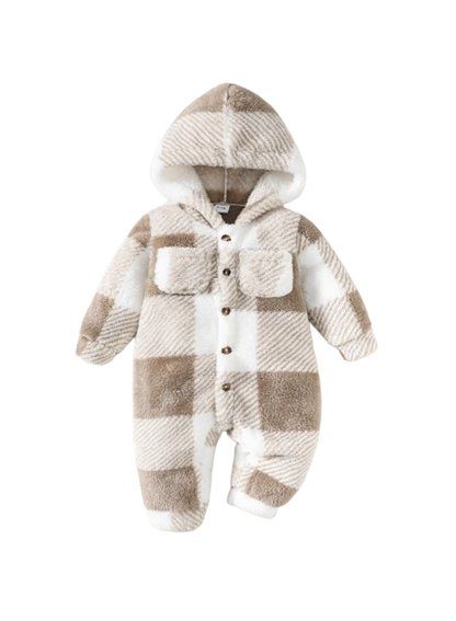 The Genesis - Plaid Hooded Romper Warm Bodysuit