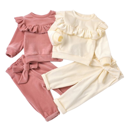 The Allison - Baby Girl Coral Fleece Top & Pants