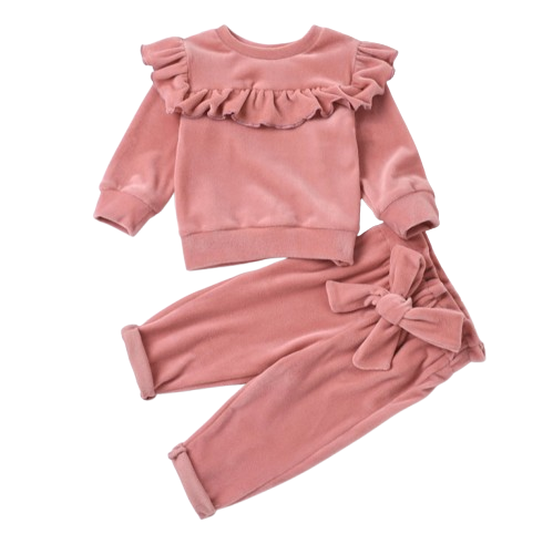 The Allison - Baby Girl Coral Fleece Top & Pants