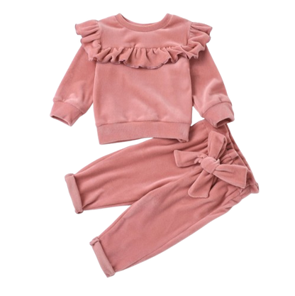 The Allison - Baby Girl Coral Fleece Top & Pants