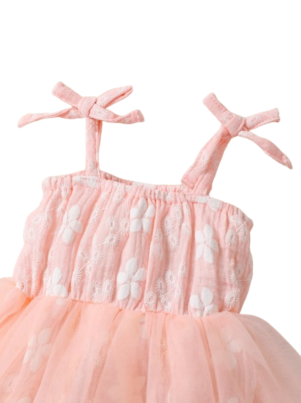 The Athena - Baby Girl Pink Strap Romper Dress with Headband