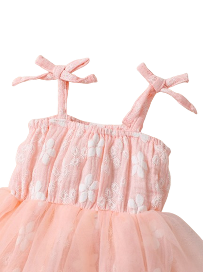 The Athena - Baby Girl Pink Strap Romper Dress with Headband