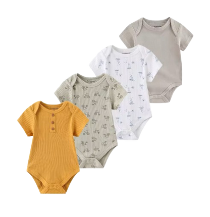 The Caleb - Baby Unisex 4pcs Cartoon Print Bodysuits AA