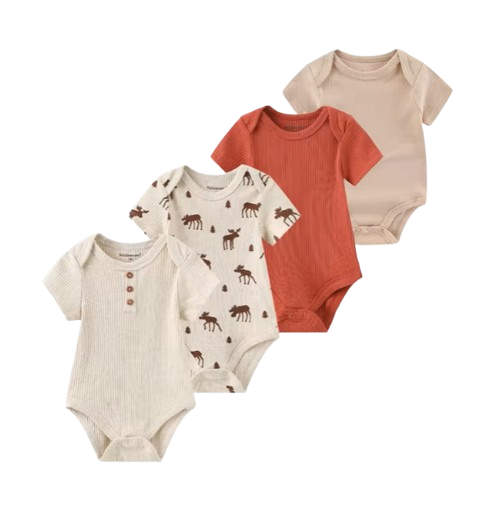 The Caleb - Baby Unisex 4pcs Cartoon Print Bodysuits AC