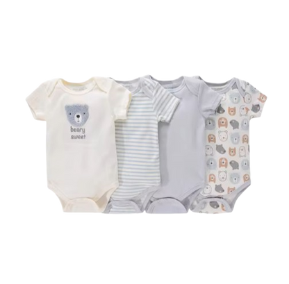 The Caleb - Baby Unisex 4pcs Cartoon Print Bodysuits