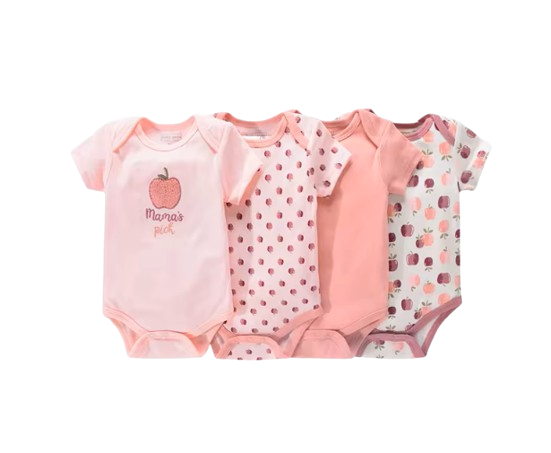 The Caleb - Baby Unisex 4pcs Cartoon Print Bodysuits F