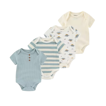 The Caleb - Baby Unisex 4pcs Cartoon Print Bodysuits