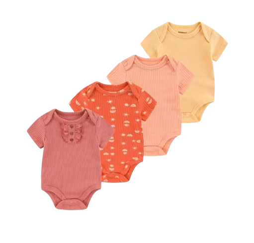 The Caleb - Baby Unisex 4pcs Cartoon Print Bodysuits H