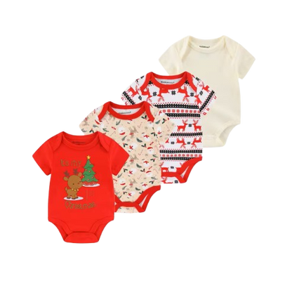 The Caleb - Baby Unisex 4pcs Cartoon Print Bodysuits