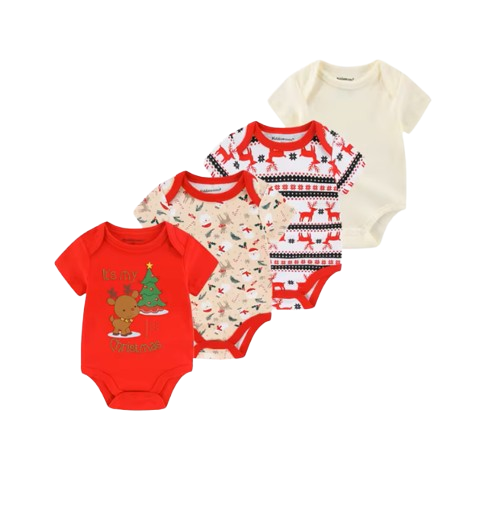 The Caleb - Baby Unisex 4pcs Cartoon Print Bodysuits I