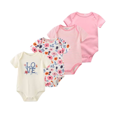 The Caleb - Baby Unisex 4pcs Cartoon Print Bodysuits