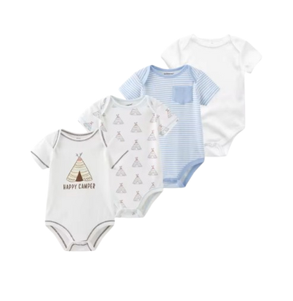 The Caleb - Baby Unisex 4pcs Cartoon Print Bodysuits