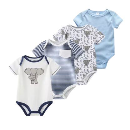 The Caleb - Baby Unisex 4pcs Cartoon Print Bodysuits