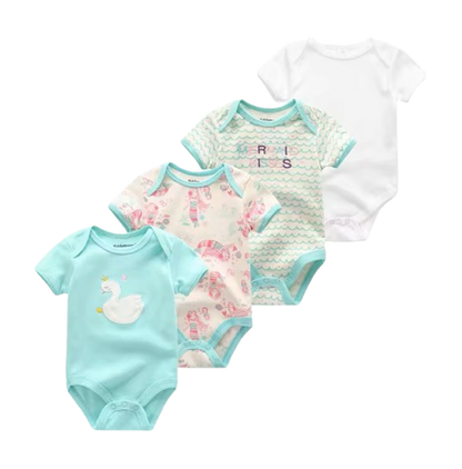 The Caleb - Baby Unisex 4pcs Cartoon Print Bodysuits