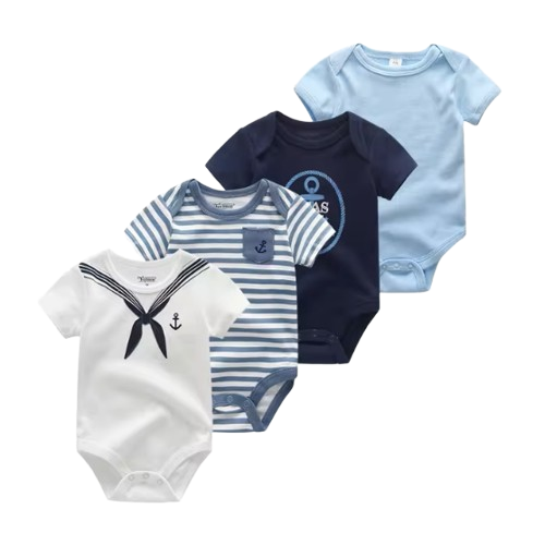 The Caleb - Baby Unisex 4pcs Cartoon Print Bodysuits V