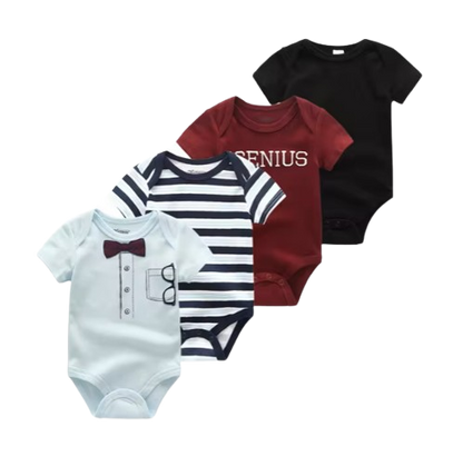 The Caleb - Baby Unisex 4pcs Cartoon Print Bodysuits