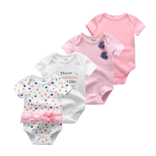 The Caleb - Baby Unisex 4pcs Cartoon Print Bodysuits Y