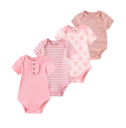 The Caleb - Baby Unisex 4pcs Cartoon Print Bodysuits Z