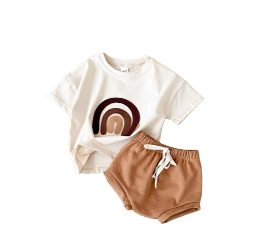 The Callum - Baby Unisex Rainbow Patchwork T-shirt + Beach Shorts